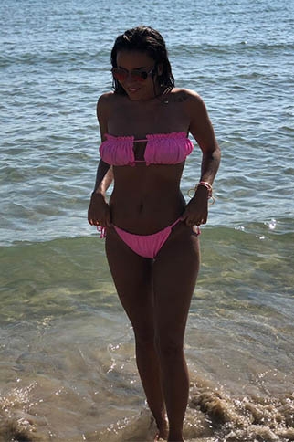 Alexandra wearing pink bikini